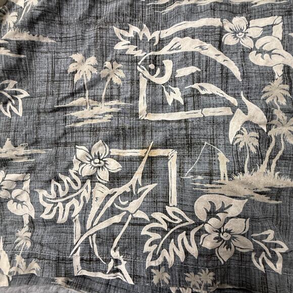 Bishop St Shirt Men's Large Gray Aloha Hawaiian Button Front Short Sleeve - Picture 7 of 7